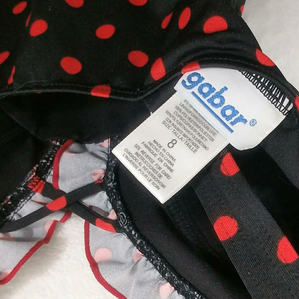 Pin Up Red Black Polka Dot One Piece Swimsuit - Picture 6 of 6